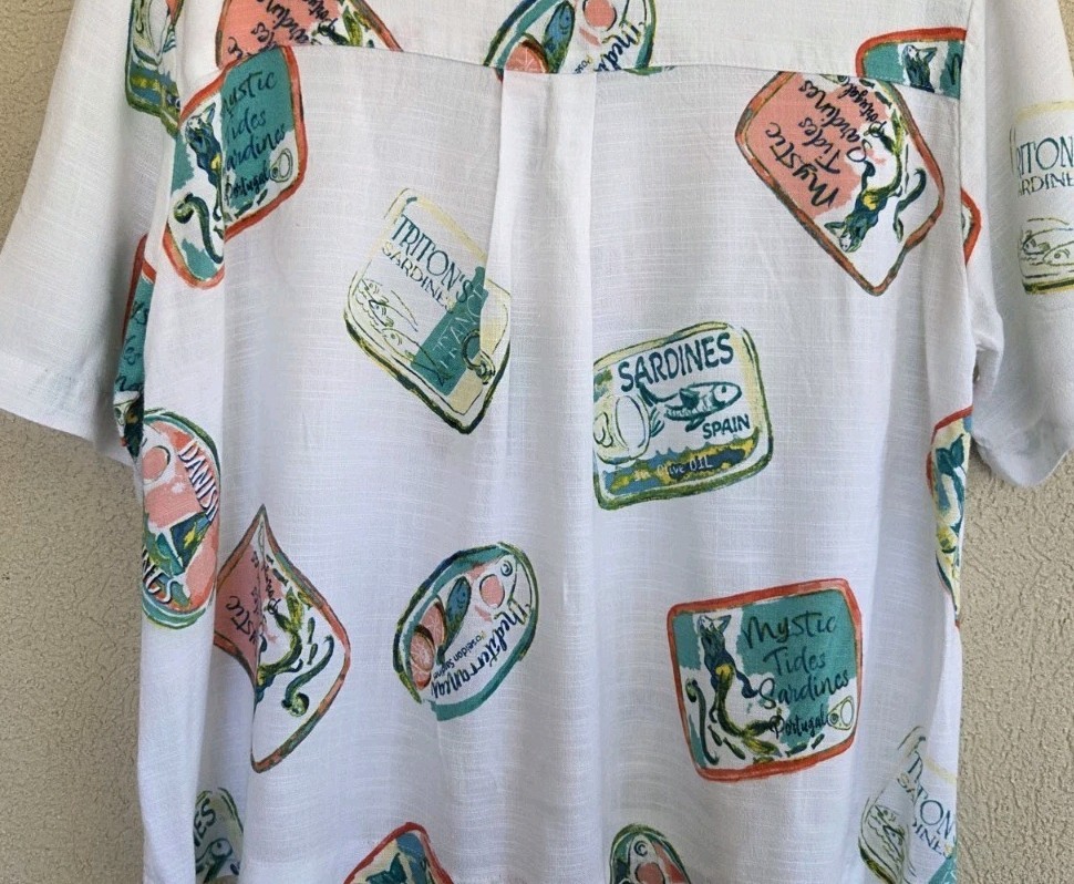 Rayon Linen Button Short Sleeve Shirt Lg White Beach Cool Casual Comfort Wear