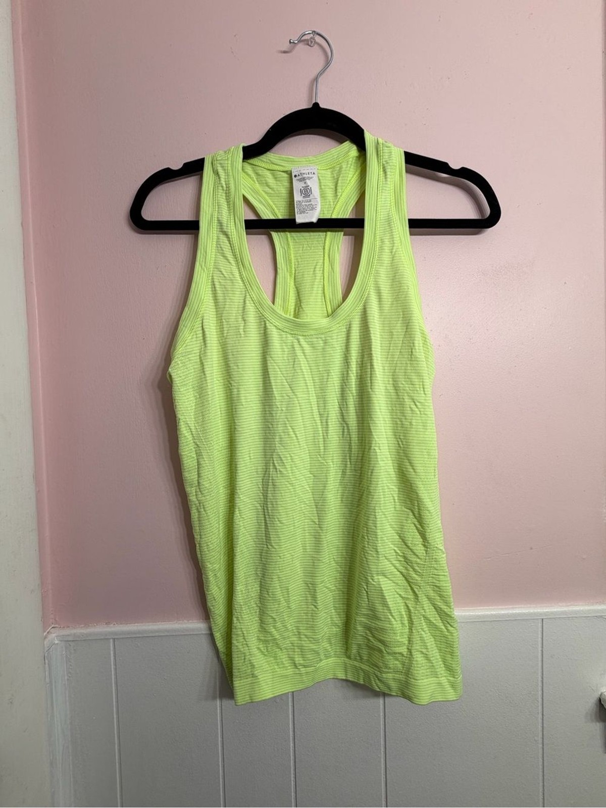 Athleta Momentum Seamless Running Workout Tank Neon Lime Yellow Size M