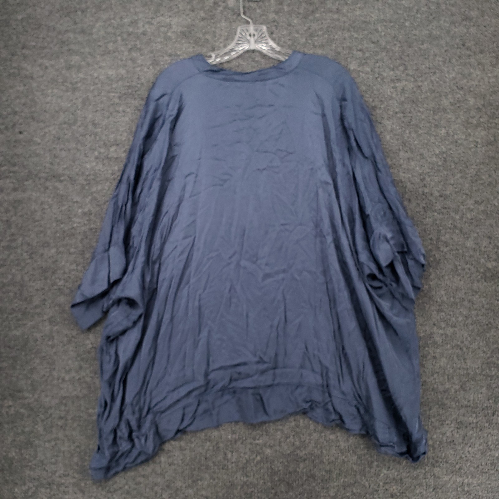 Sofia Top Womens One Size Blue 3/4 Sleeve Tunic Flowy V Neck Pullover Blouse