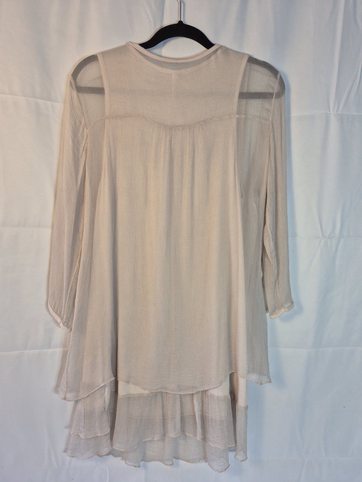 AMBRA Made In Italy Boho Embroidered Lace Blouse Top Beige Tan Size M Medium