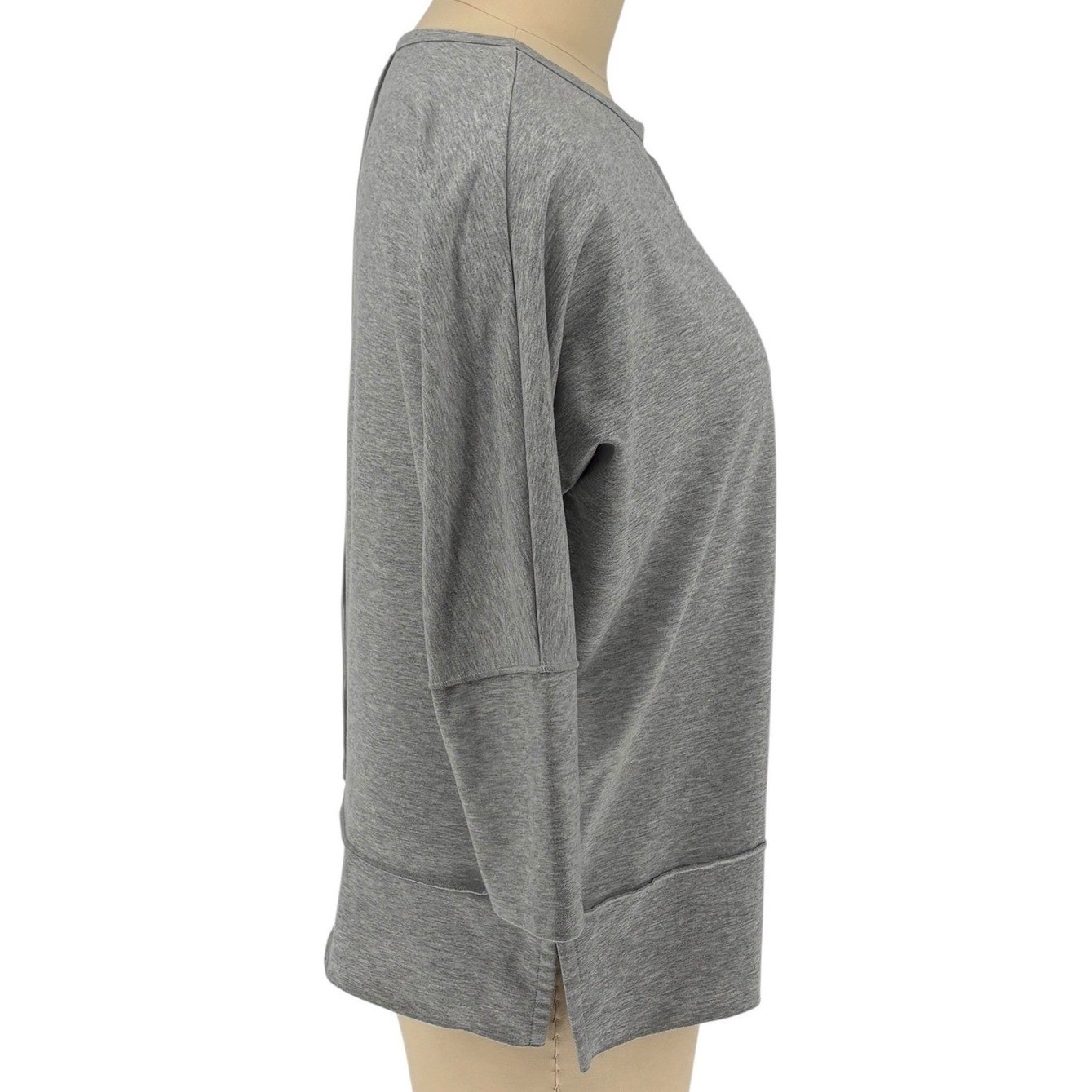 Spanx AirEssentials Top Gray 3/4 Sleeve Relaxed Seam Detail 50171R XL