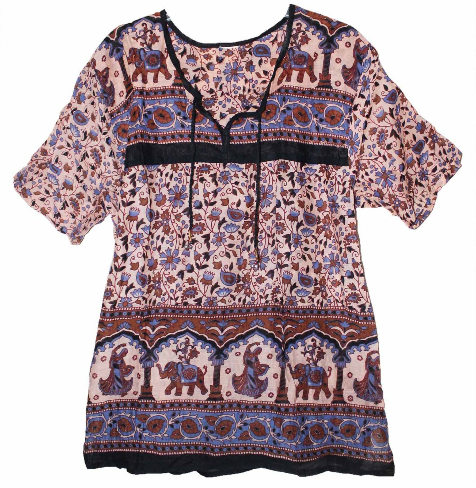 Indian Ethnic Cotton Top Tunic For Women Blouse Blusa Ladies Retro Boho Hippie G