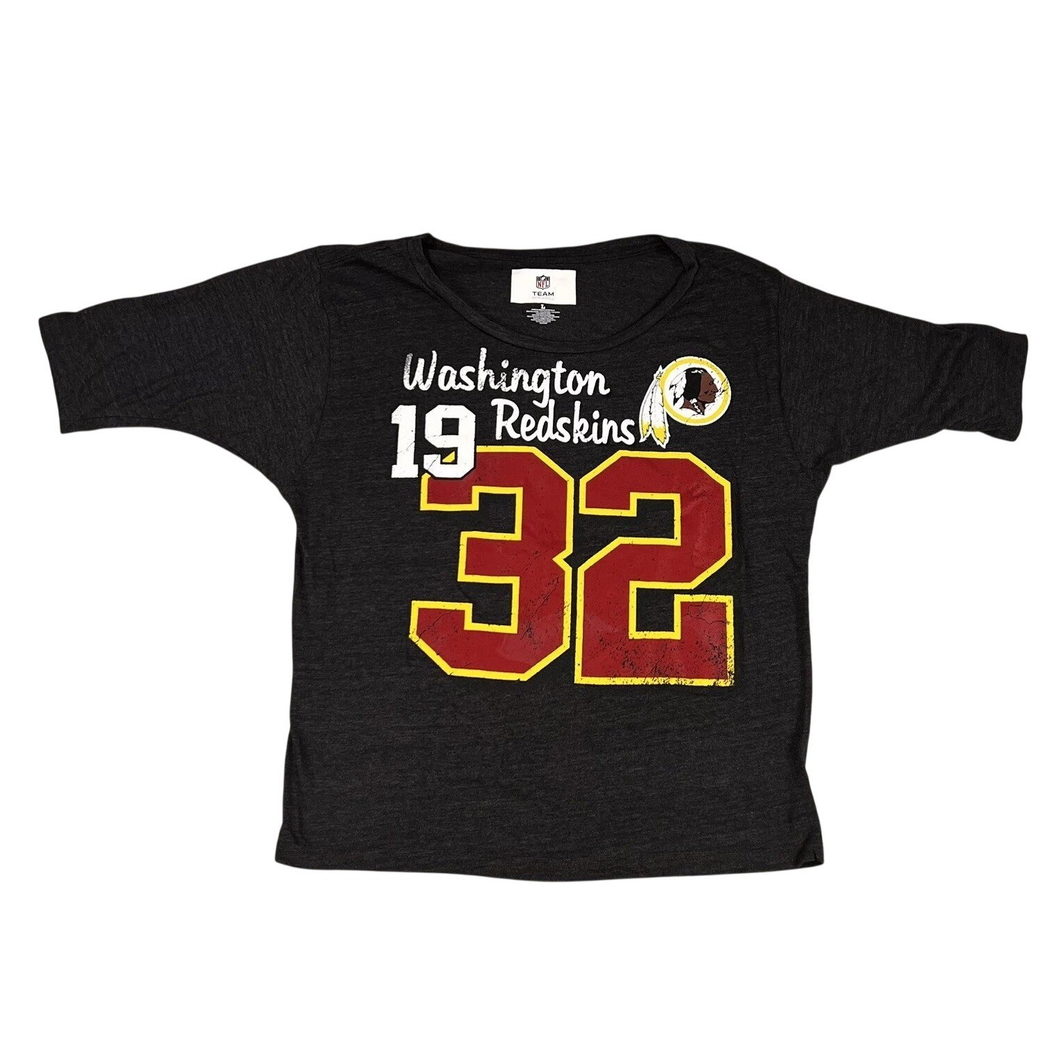 NFL Team Apparel Washington Redskins T-Shirt Gray Womens Large 1932 Graphic Tee