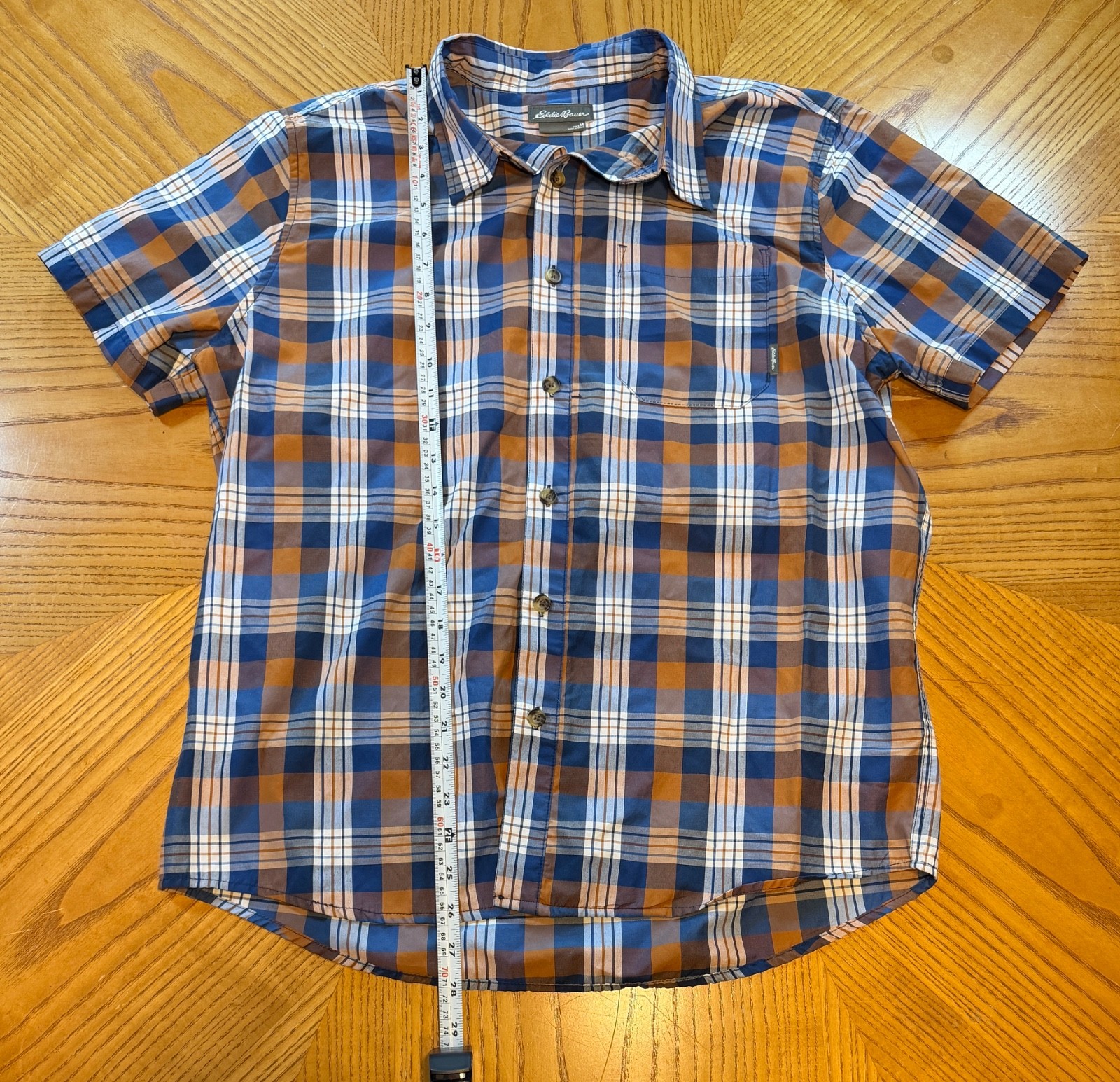 Eddie Bauer Men’s Shirt Size Medium Short Sleeve Plaid Front Pocket Outdoor