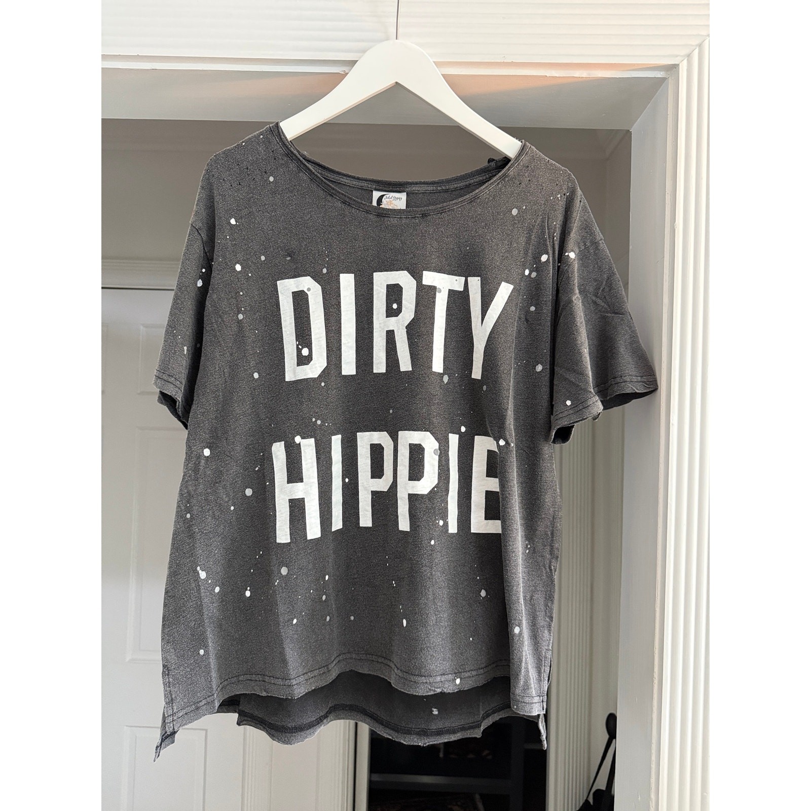 Jaded Gypsy Dirty Hippie T Shirt Tee Weathered Black Cotton NWT