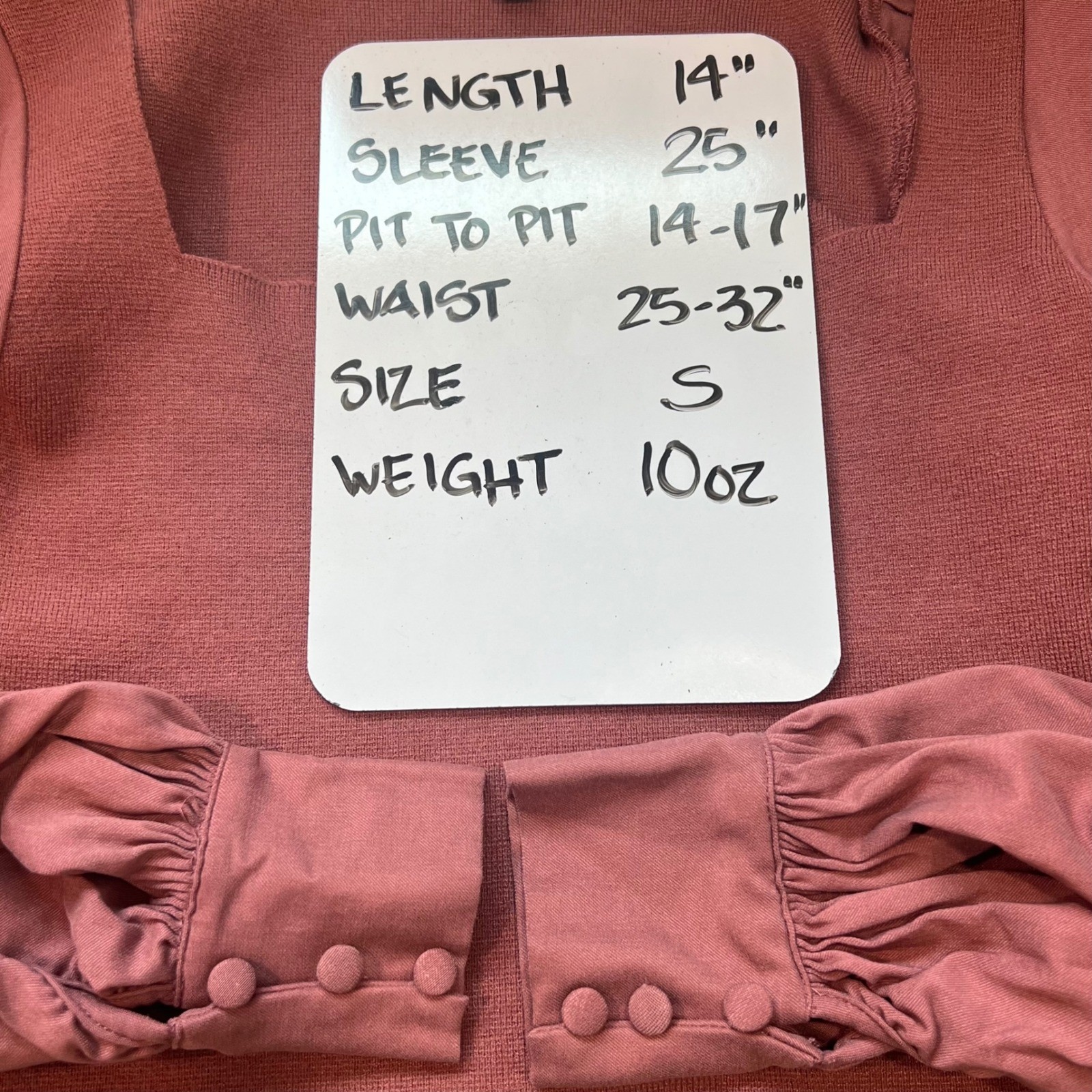 Blue Blush Top Knit Bodice Balloon Sleeve Square Neck Blouse Small S