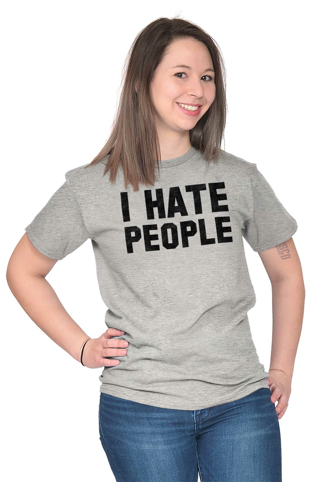 I Hate People Funny Introvert Antisocial Cute Womens or Mens Crewneck T Shirt Te