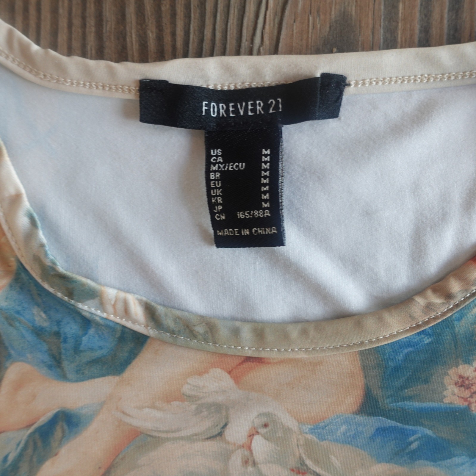 Y2K Top Cherub Print Angelcore Celestial Fairy Dreamy Ethereal Shirt Satin Med