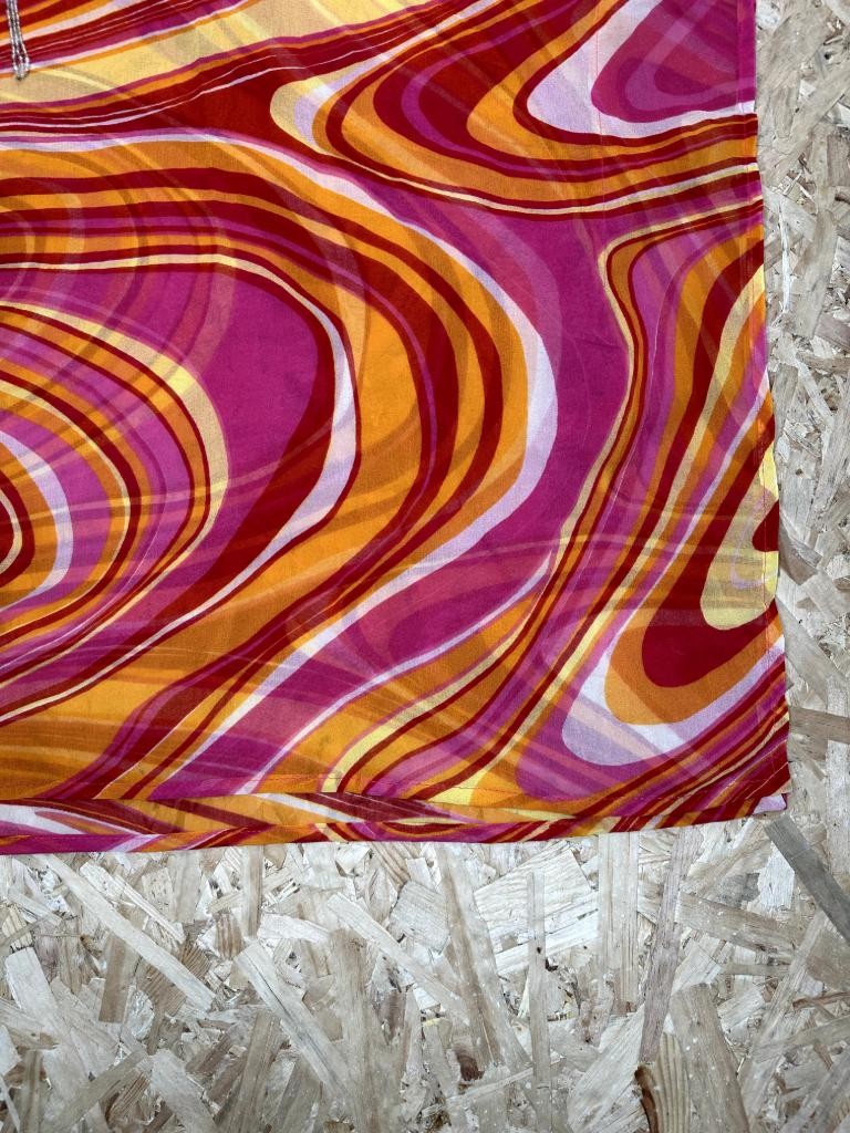 Signature Club A Kaftan Top Womens One Size Pink Orange Psychedelic Sequin