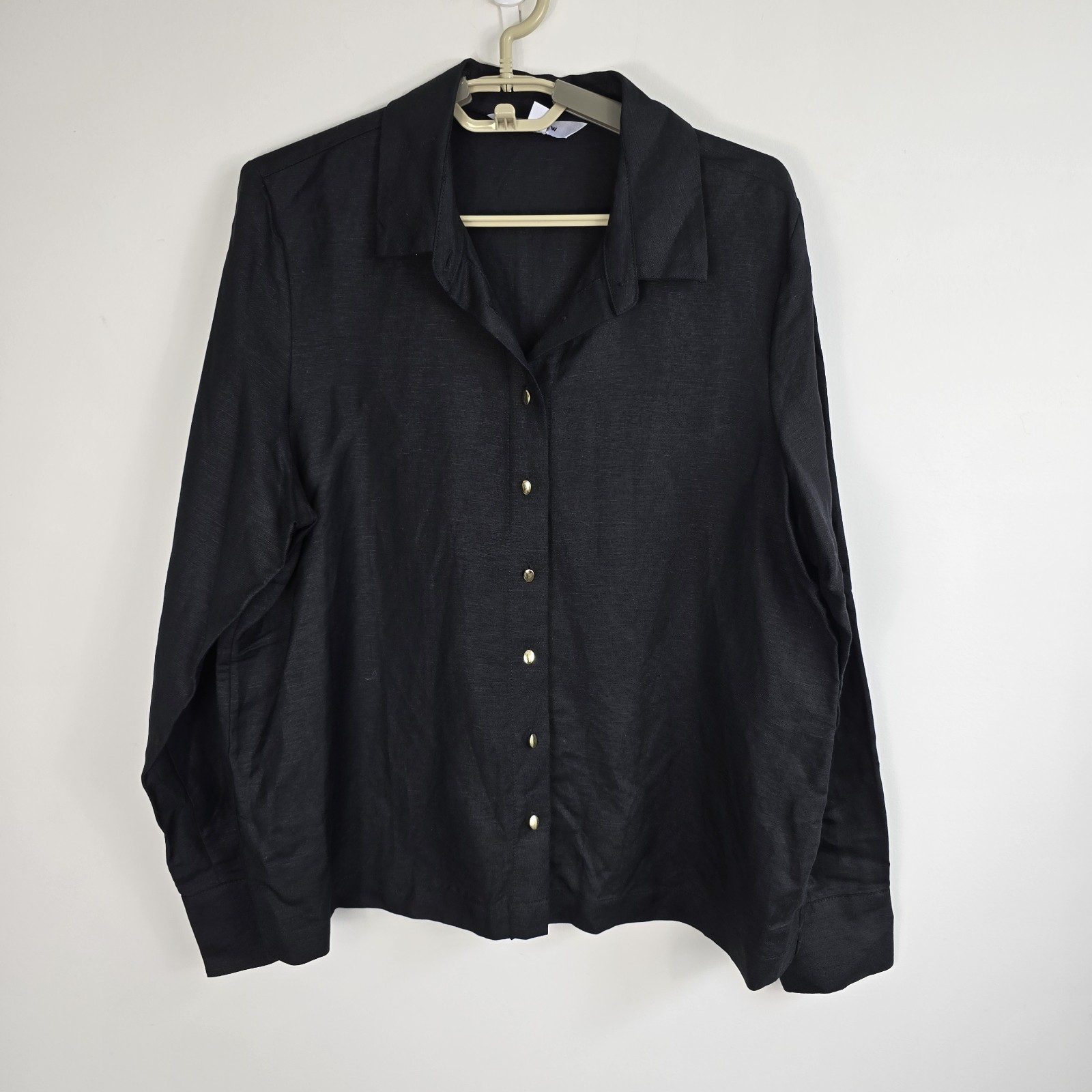 Preview Target Top Linen Viscose Blend Size 10 Long Sleeve Gold Tone Buttons