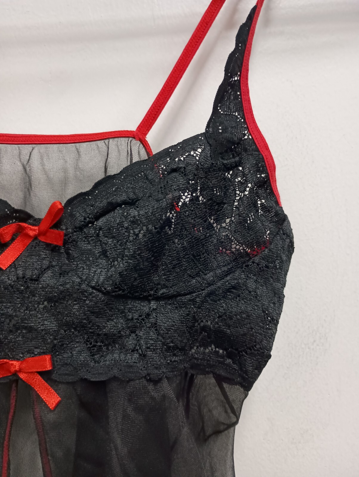 Espiral Babydoll Top Small Black Red Lace Sheer Whimsygoth Grunge Camisole