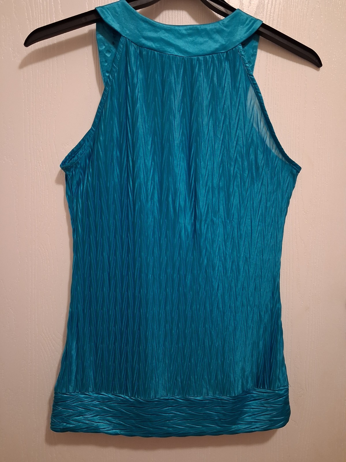 Heart Soul Teal Studded Crinkle Tank Top Medium Y2K Boho Festival Western Chic