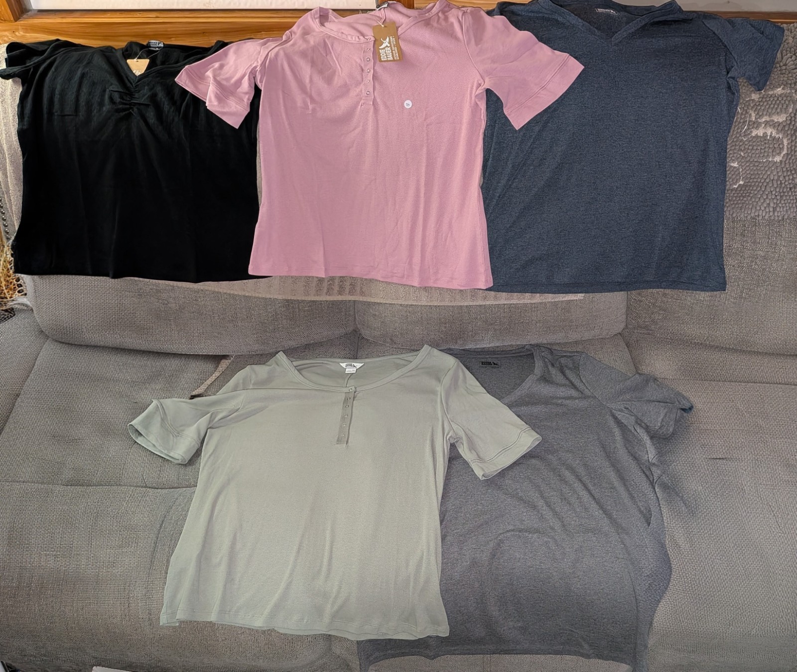 Women’s Eddie Bauer Shirt Lot Of 5 Tall XL New Pink Green Black Navy Grey