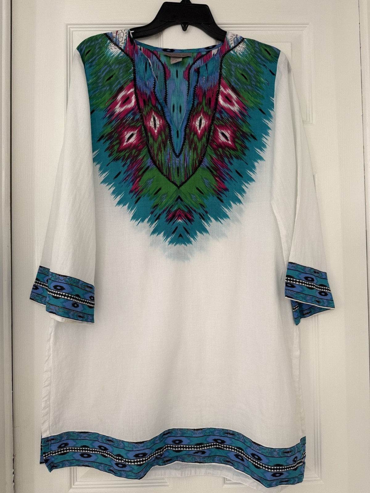 Peppermint Bay Turquoise, Pink & Navy Printed Cotton Tunic