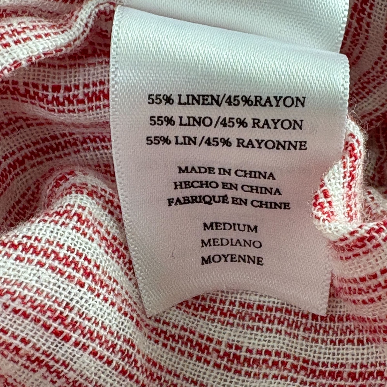 Rails Marti Scarlet Stripe Top Size M Red White Linen Cinched Waist V Neck