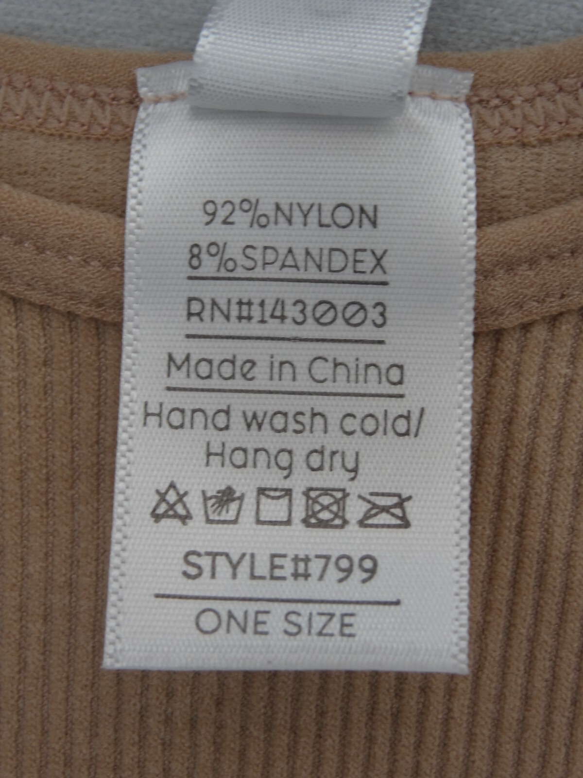 Dynamic Seamless Apparel Fitted Tank Bodysuit Hook Closure Tan Juniors One Size