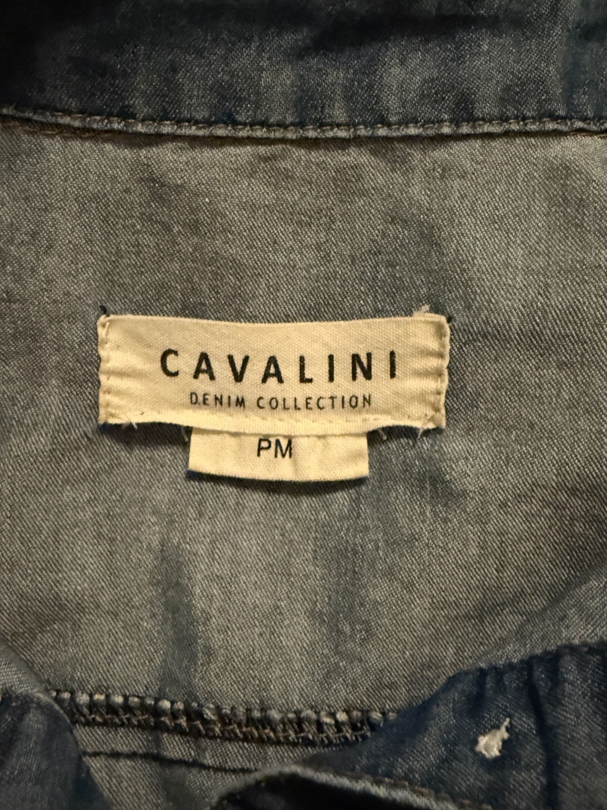 Cavalini Women’s Denim Button Up Rose Embroidery Petite M Dark Wash