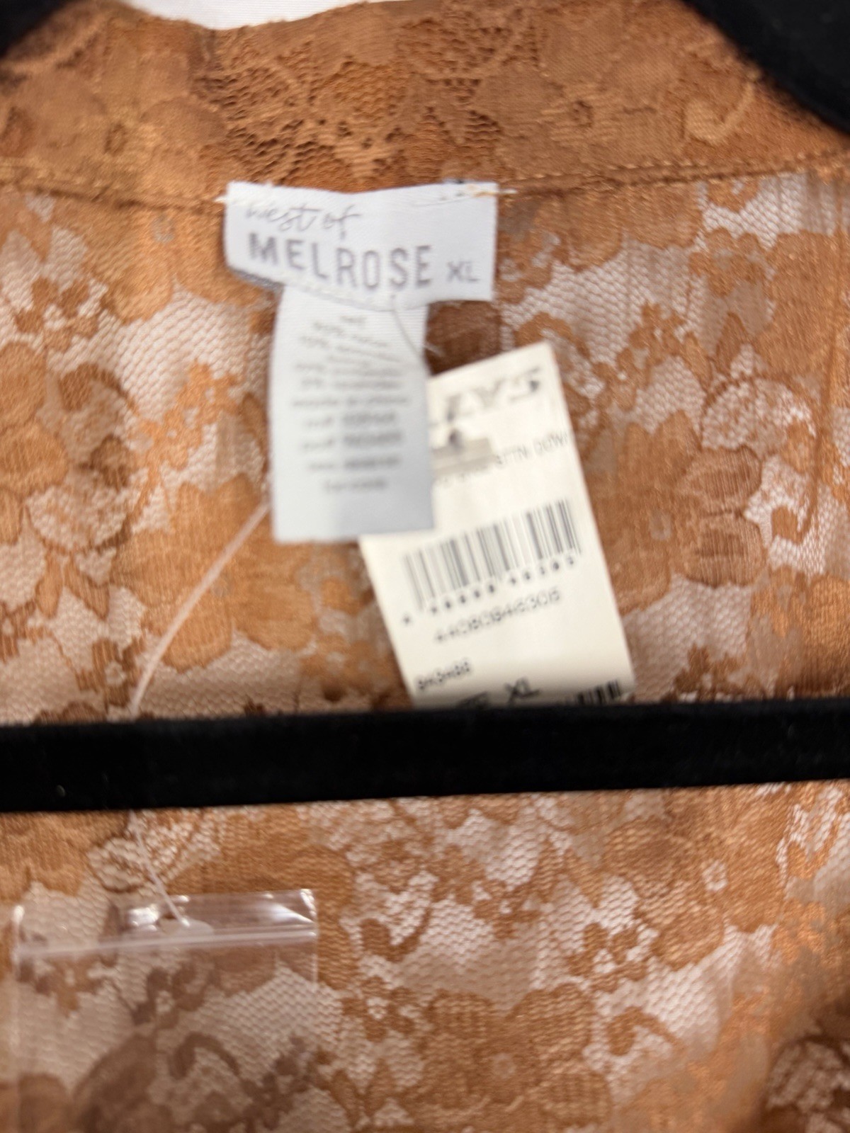 West of Melrose Floral Lace Collared Long Sleeve Button-Up Top Rust XL