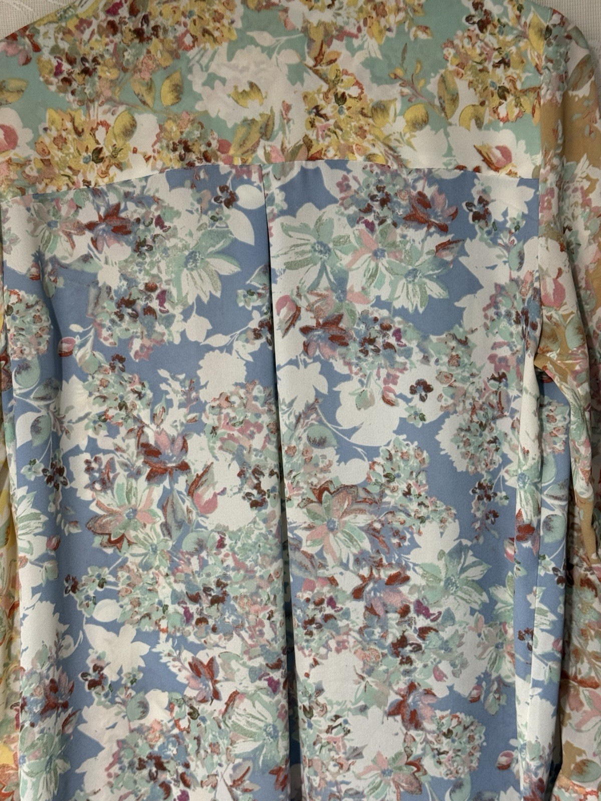 Rose & Olive Patchwork Floral Button Down Blouse Top Multicolor Large