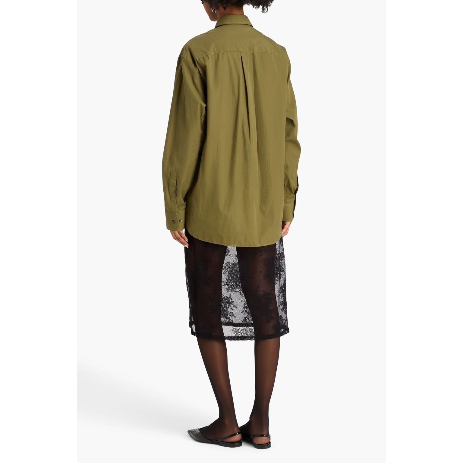 WARDROBE.NYC Army Green Cotton Poplin Cargo Shirt W5002_R03 Medium