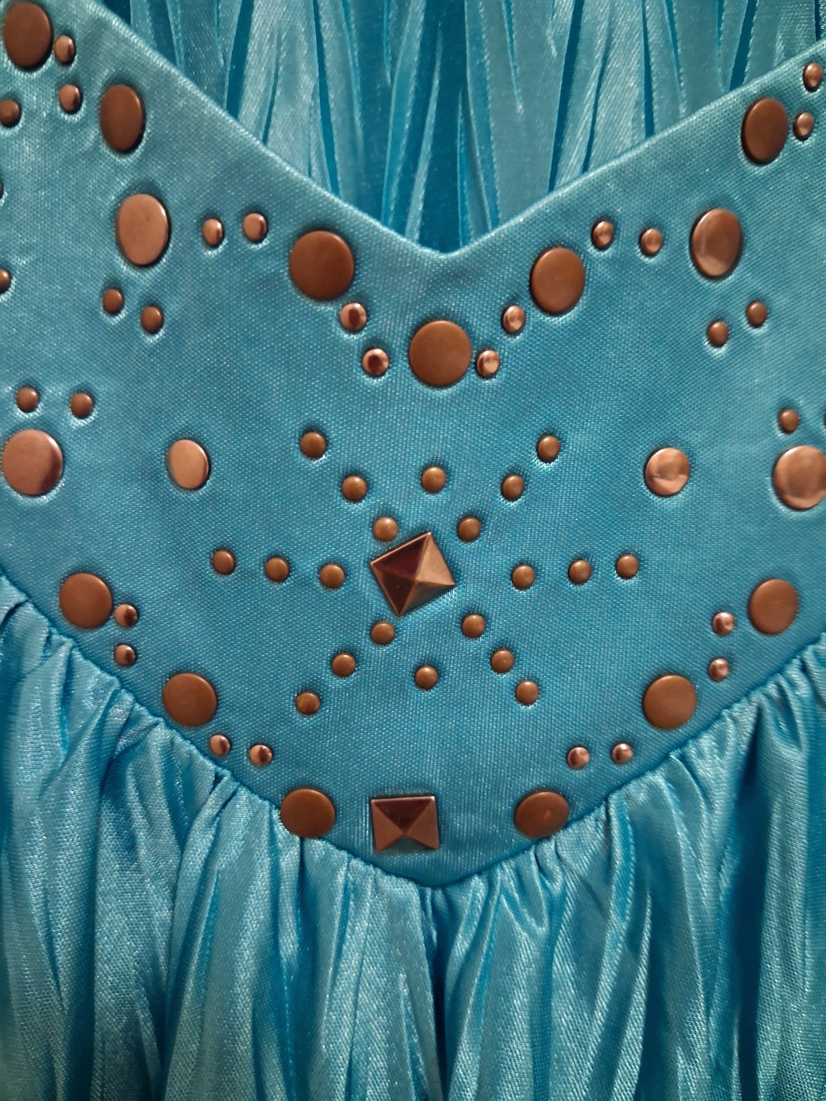Heart Soul Teal Studded Crinkle Tank Top Medium Y2K Boho Festival Western Chic