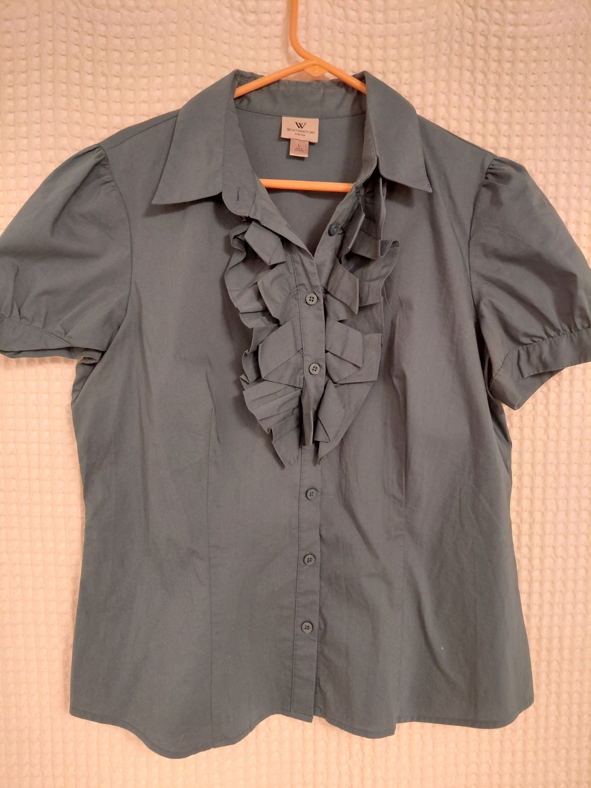 Teal ruffled Top- L- Worthington