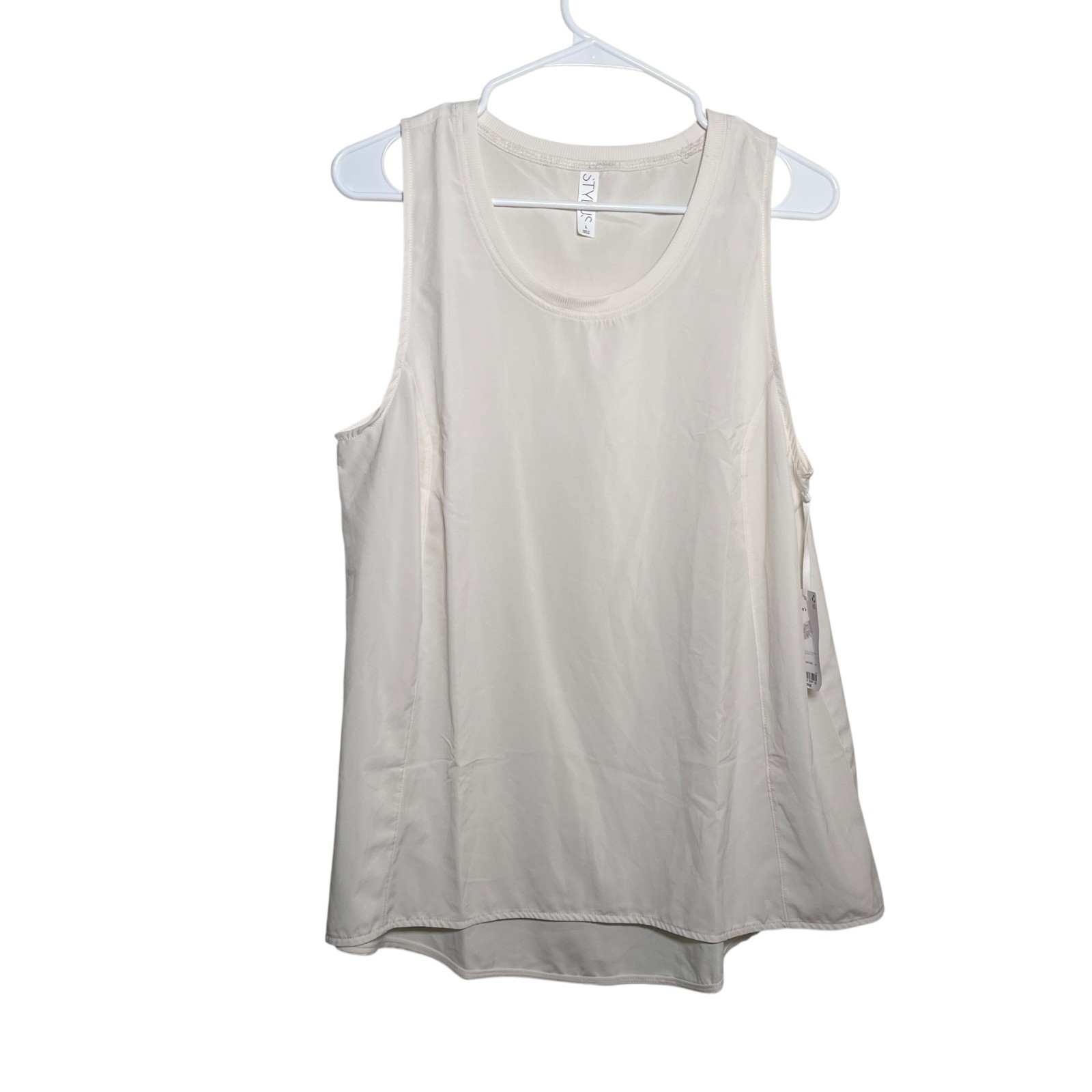 Stylus Tank Top Women’s Large Cream Sleeveless Athletic Round Neck Blouse NWT