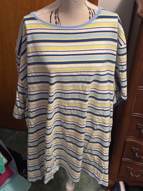 JUST MY SIZE STRIPED TEE TOP SIZE 5X, 30W/32W