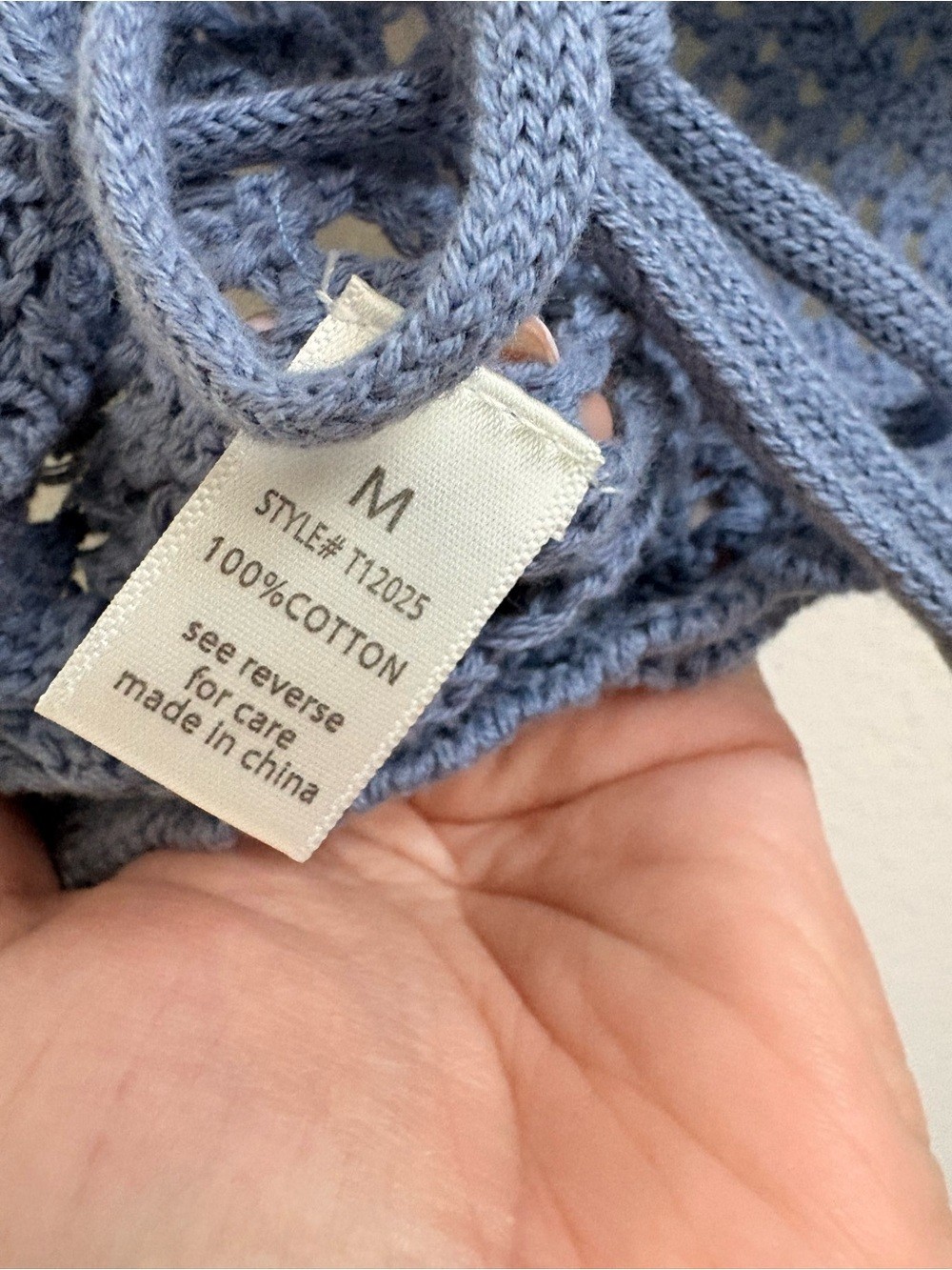 Active USA Light Blue Crochet Knit Tank Top – Women’s Summer Top Size M