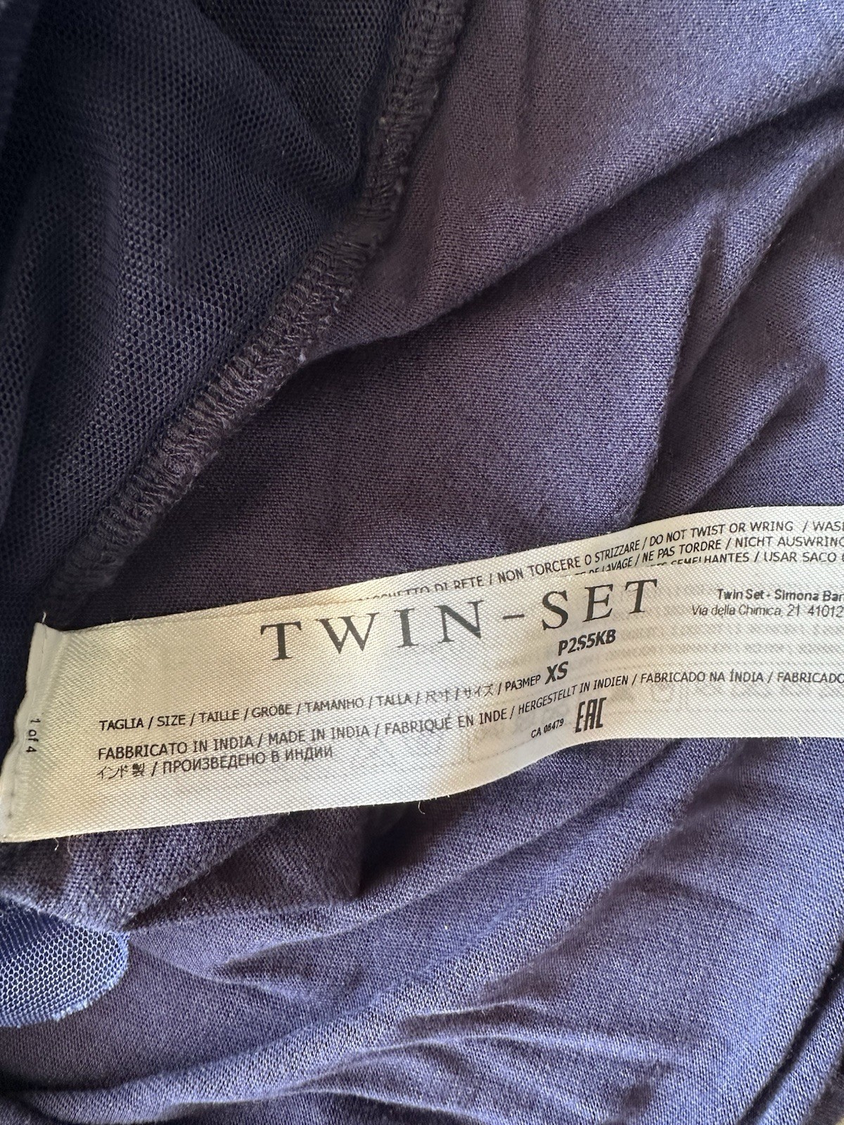 Twin-Set Sequin Dark Blue Bell Sleevies Top Size XS