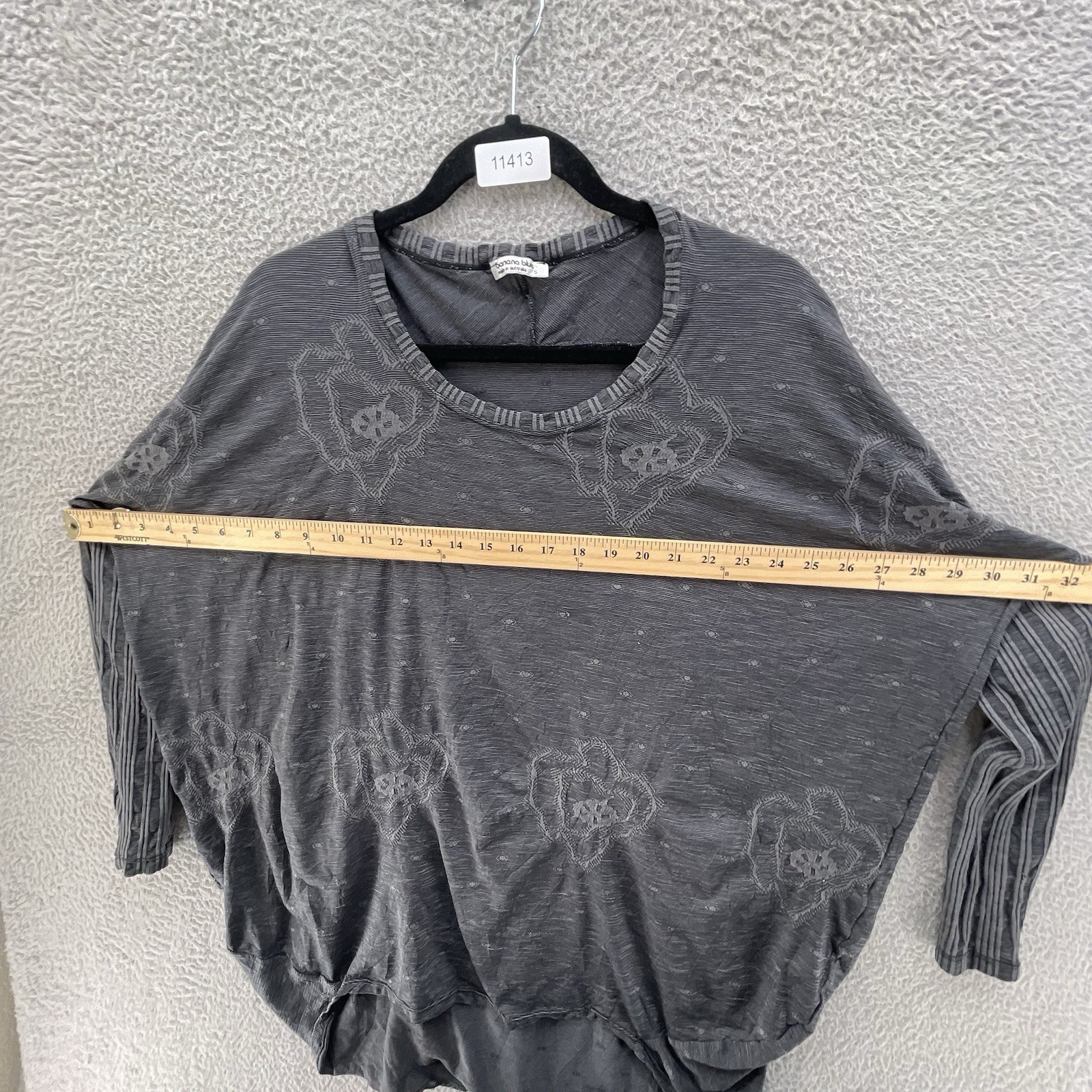 Banana Blue Made In Australia Tunic Top Women Small Grey Wool Nylon Lagenlook