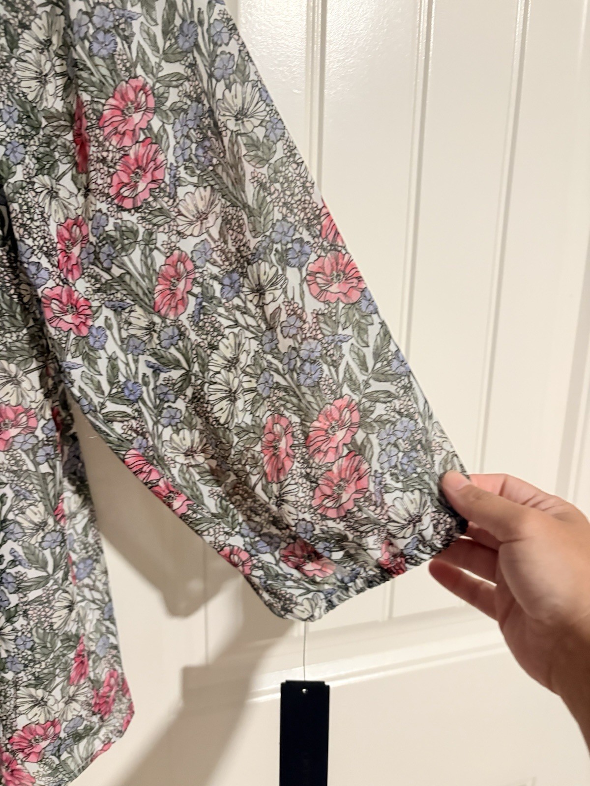 AB Studio Women’s Off-Shoulder Smocked Floral Peasant Blouse 3/4 Sleeve XL