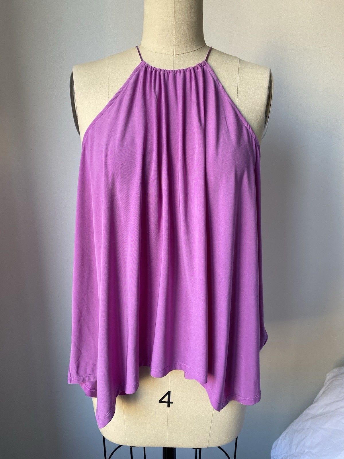 Express Vibrant Purple Halter Neck Swing Flowy Tank Top High-Low Blouse