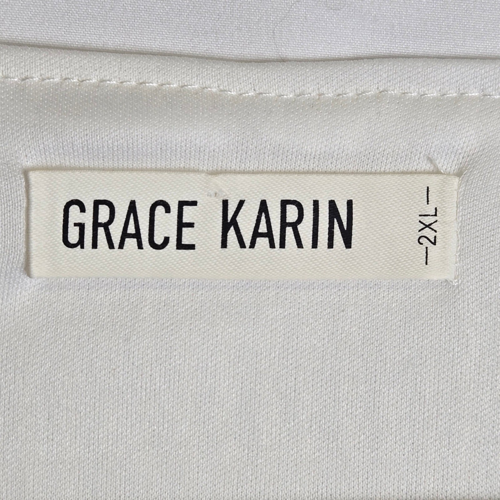 Grace Karin Sparkly Sequin Top 3/4 Bell Sleeves Surplice Neckline White Blue 2XL