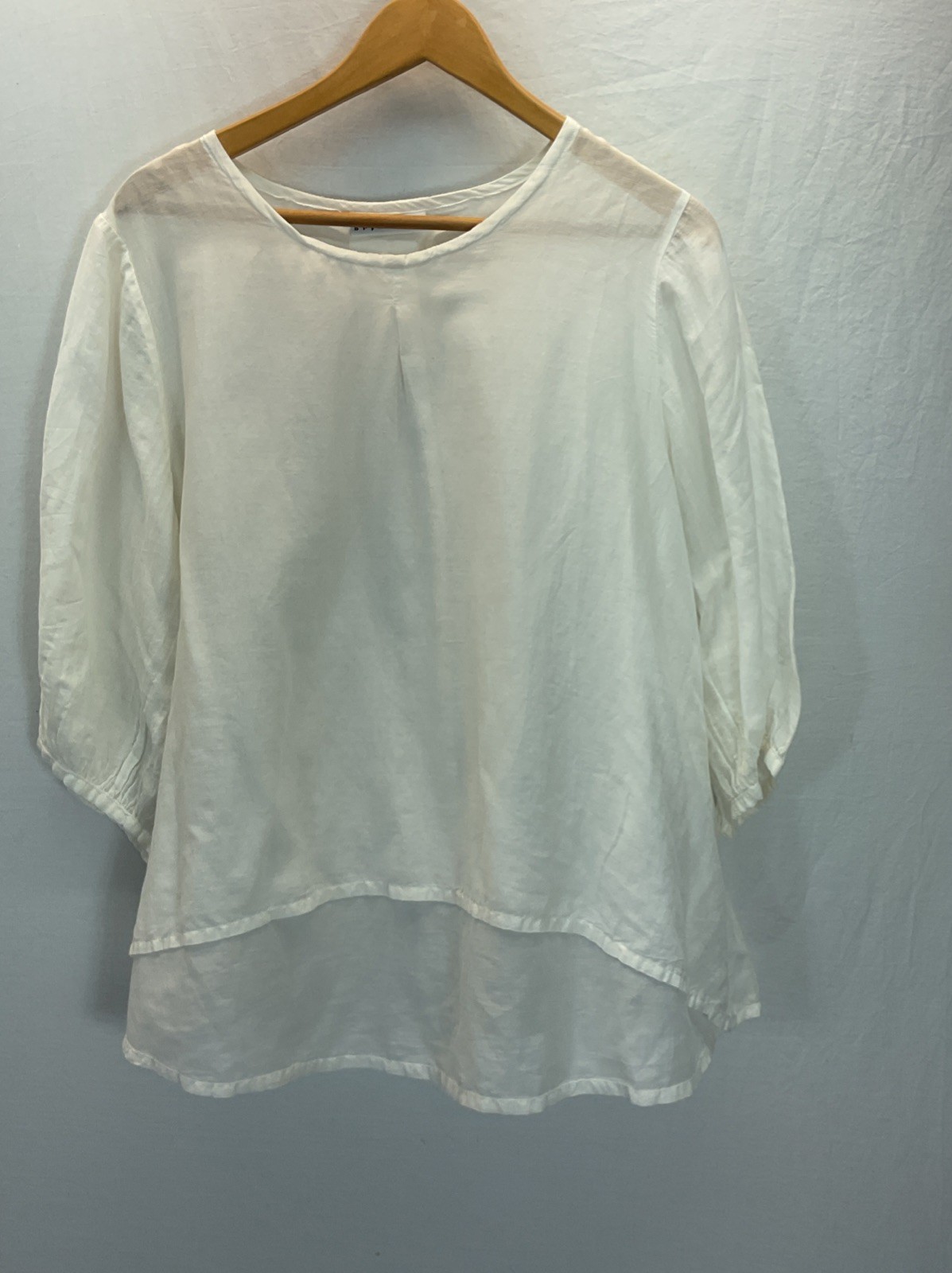 Bryn Walker Womens L Cotton Silk Blend Semi Sheer Hilo Top Beach Travel Breezy