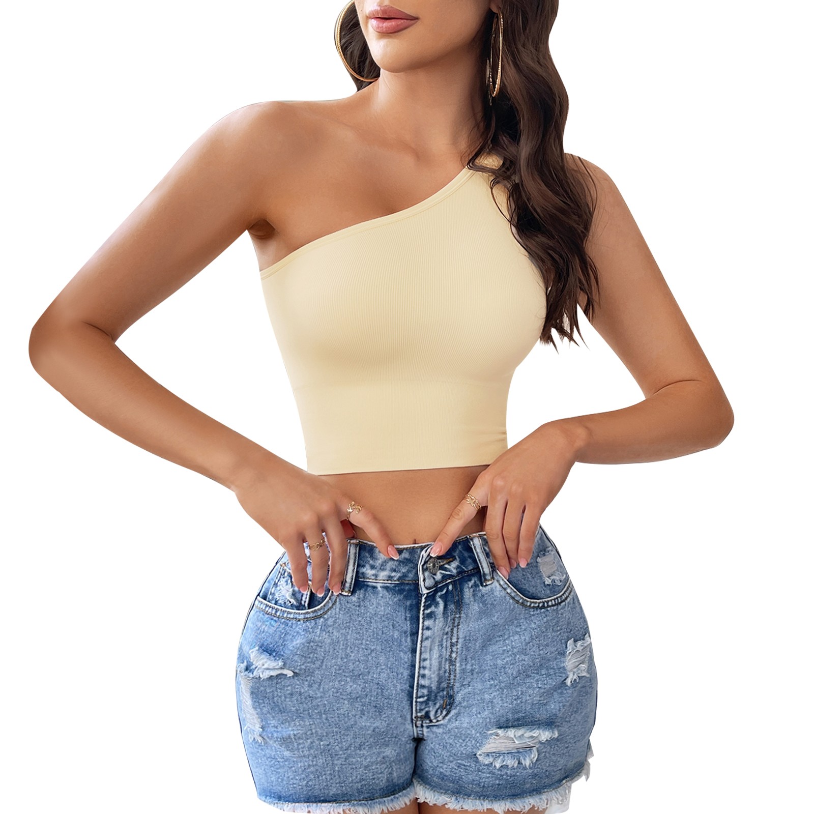 Womens 1/2 Pack Crop Tank Tops Basic Seamless Ribbed Sleeveless Workout Yoga Top