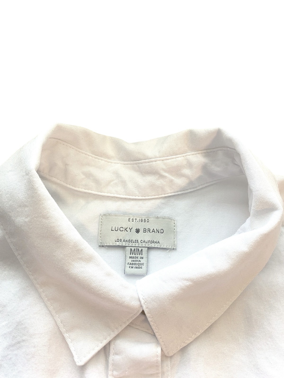 Lucky Brand Women’s M White Button-Up Shirt 100% Lyocell Front Pocket Preppy