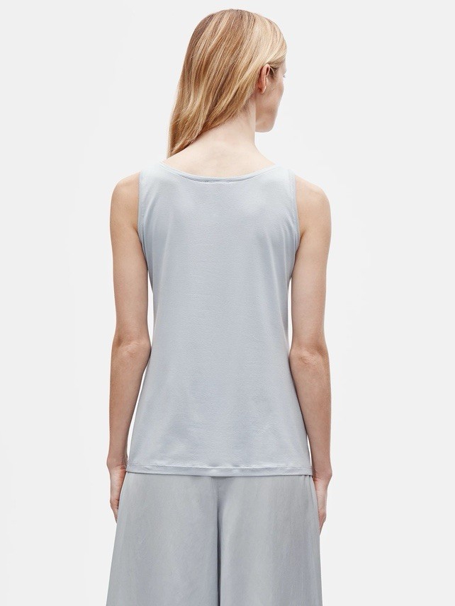 EILEEN FISHER Dawn Blue Slim Scoop Neck Shell Tank Top S/P Fine Tencel Jersey