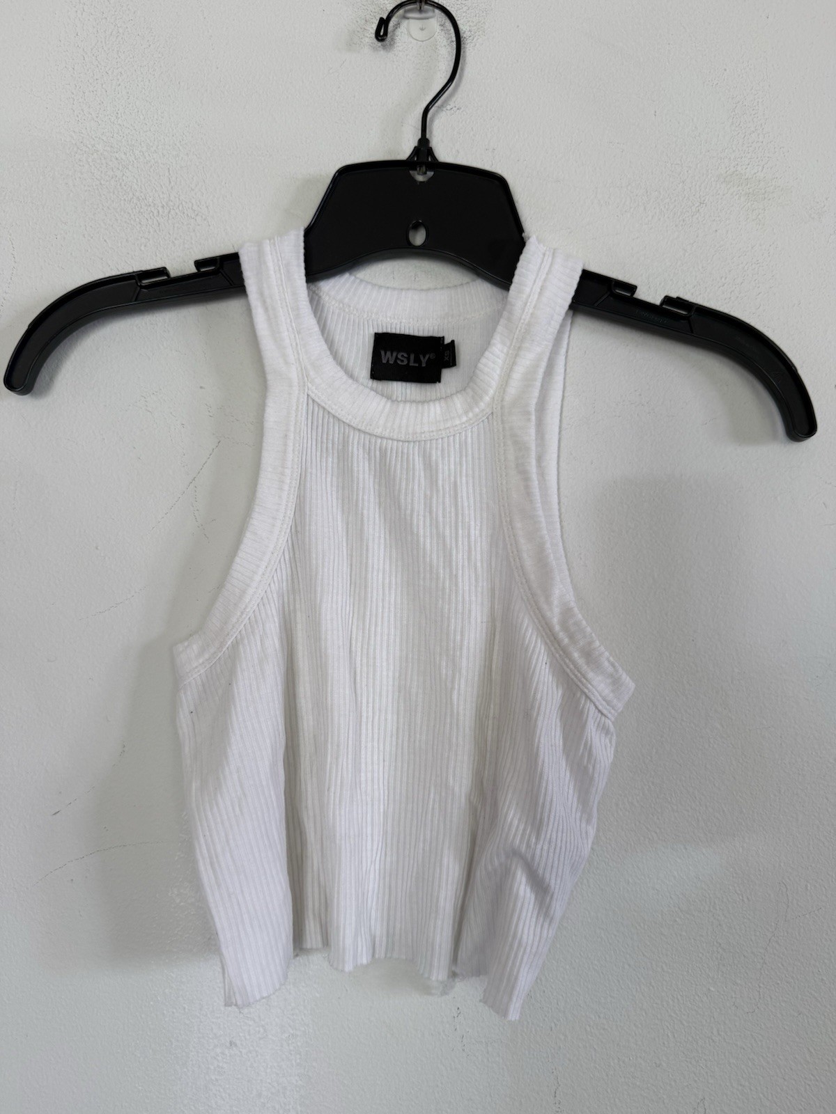 WSLY Womens White Cropped Tank Top, Size XS