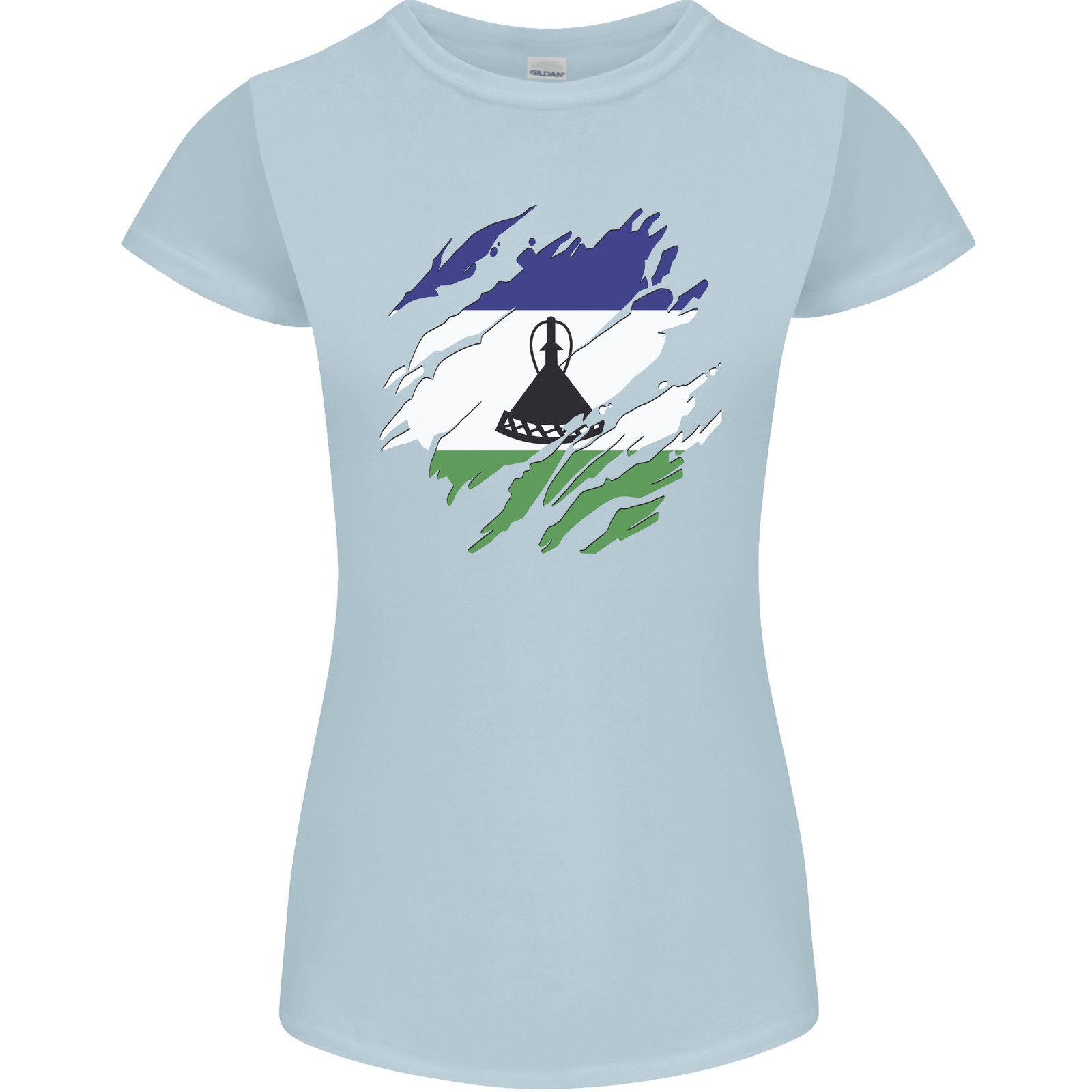 Torn Lesotho Flag Basotho Day Football Womens Petite Cut T-Shirt