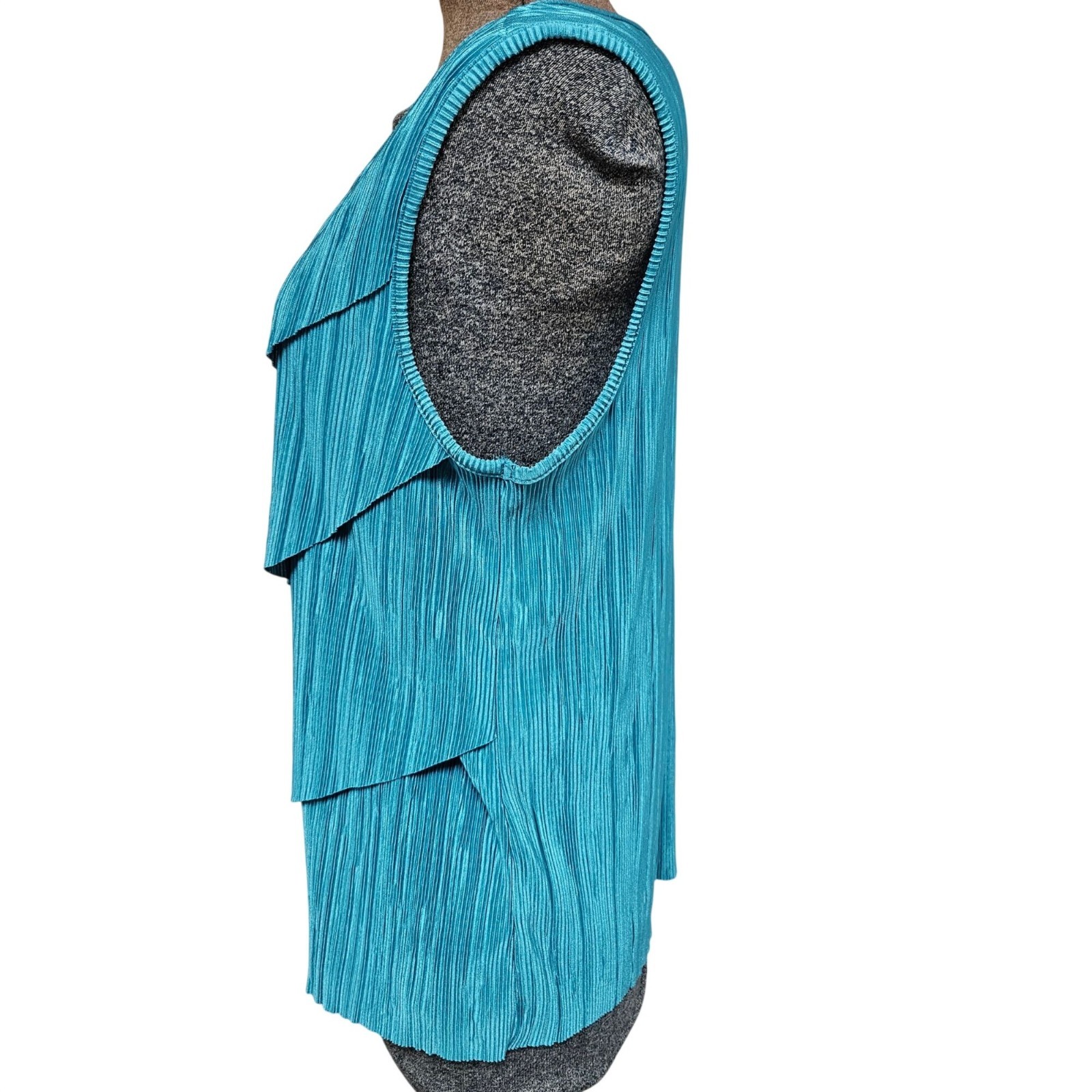 Christopher And Banks Teal Sleeveless Tiered Pleated Tank Top Large Polyester