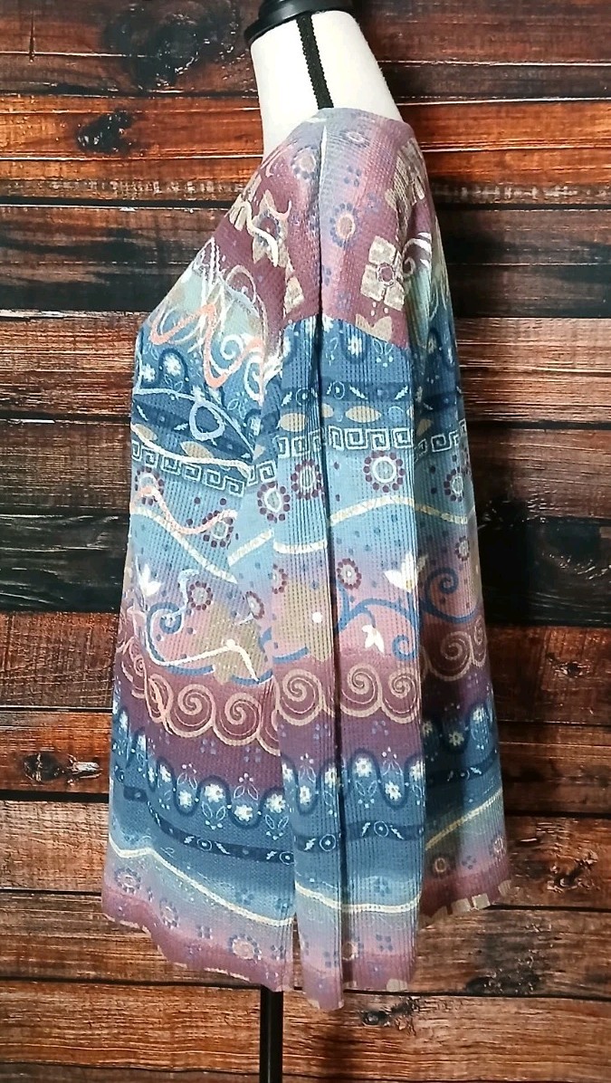 Enchante Sport Top Size M Vintage 80s Oversized Thermal Glitter Art Made In USA