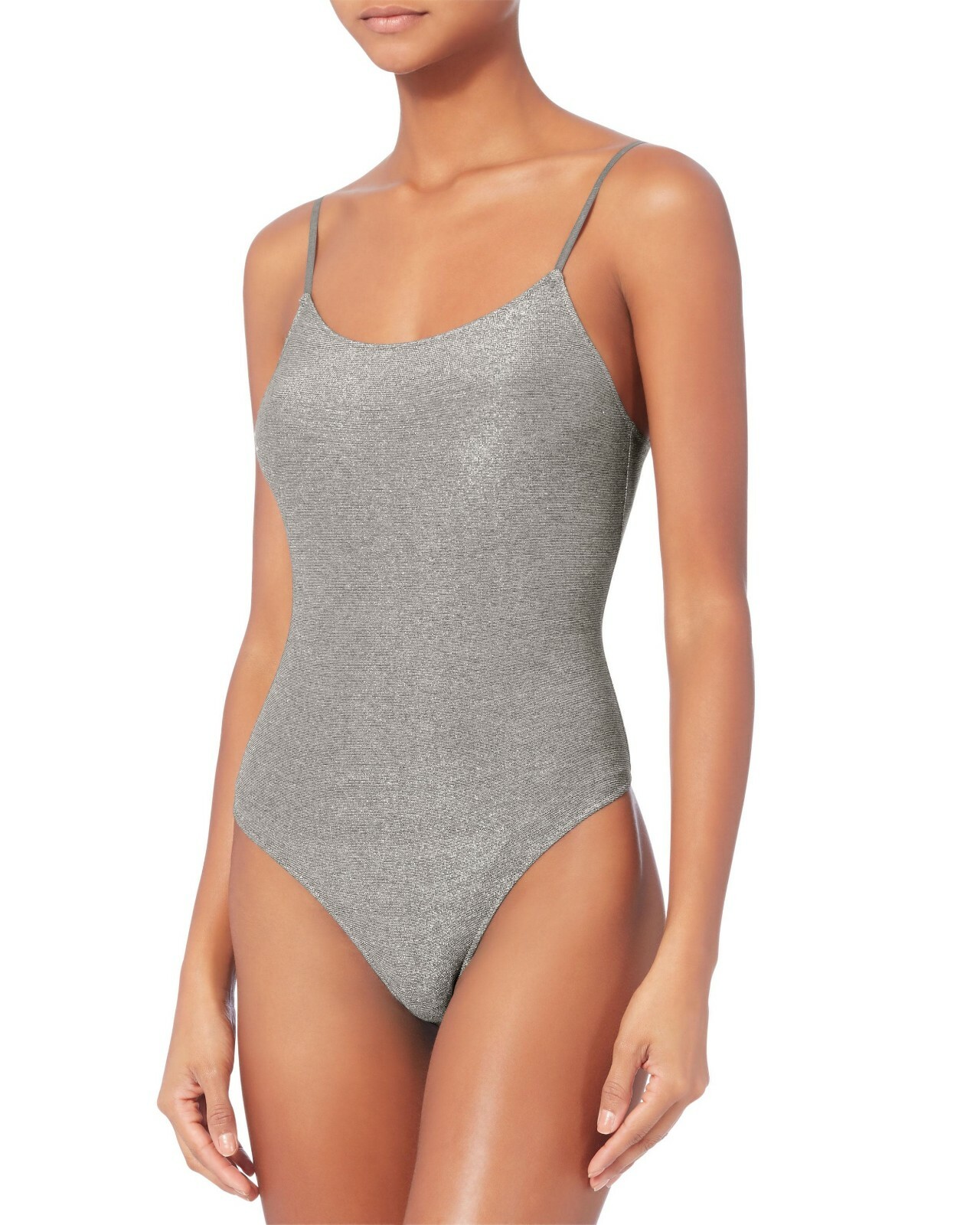 NWT Only Hearts Intermix Second Skin Metallic Gunmetal Silver Bodysuit Size S
