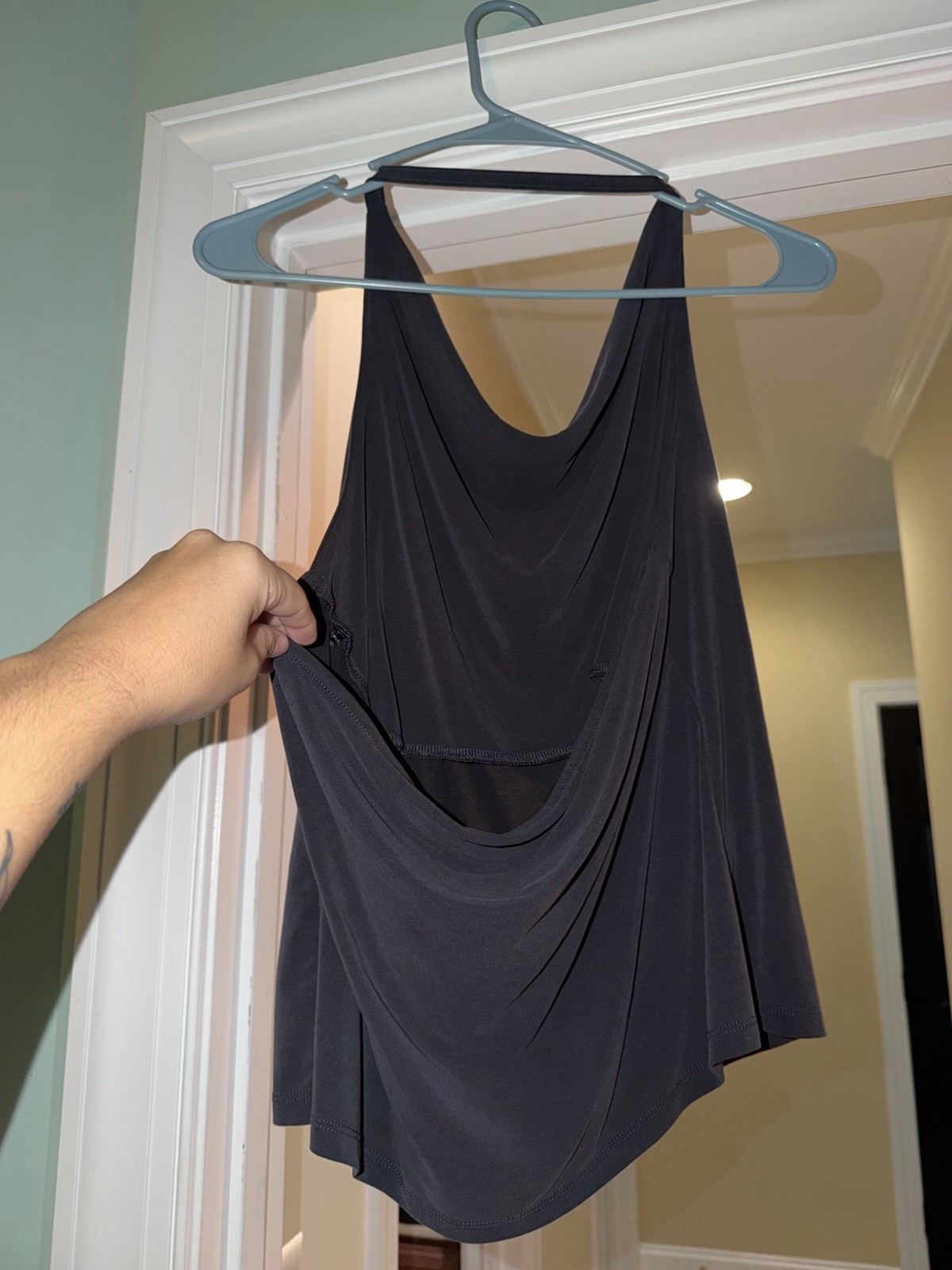 Women’s Black Solid Racerback Stretch Jersey Scoop Neck Sleeveless Tank Top M/L