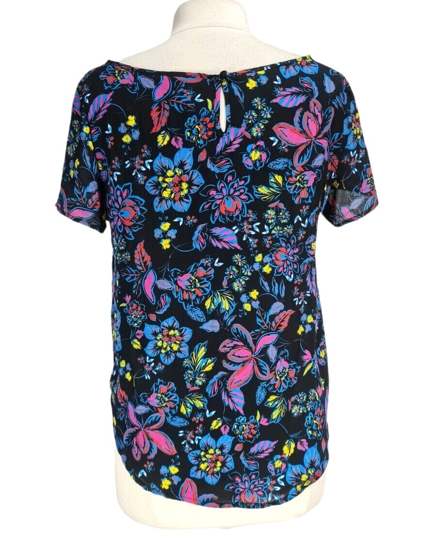 SIMPLY STYLED Women Basic Top Petti Size MP Crew Neck Short SLV Floral Light