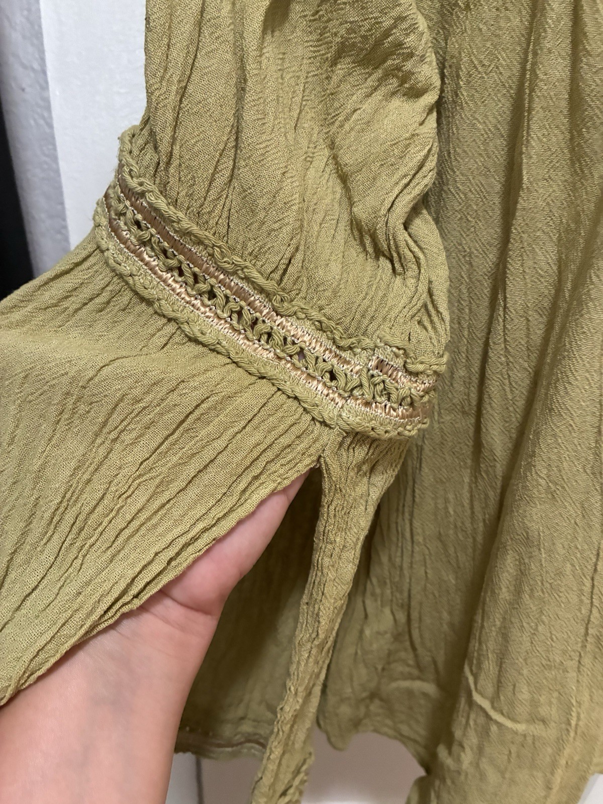 100% Mexican Cotton Top Manta Peasant Lace Bohemian Hippie Folk Blouse XL XXL