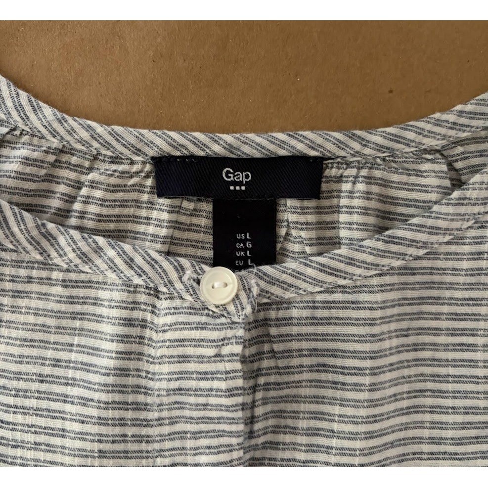 Gap Womens Large Blue White Striped Front Tie Shirt Coastal Nautical Beach NWT