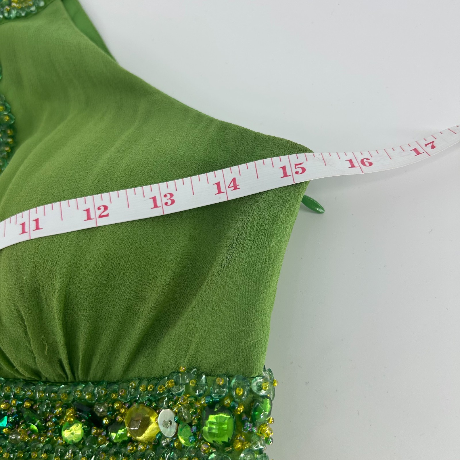 Sue Wong Nocturne Beaded Silk Top Womens XS Vintage Green Y2K Fairy Goddess Tank