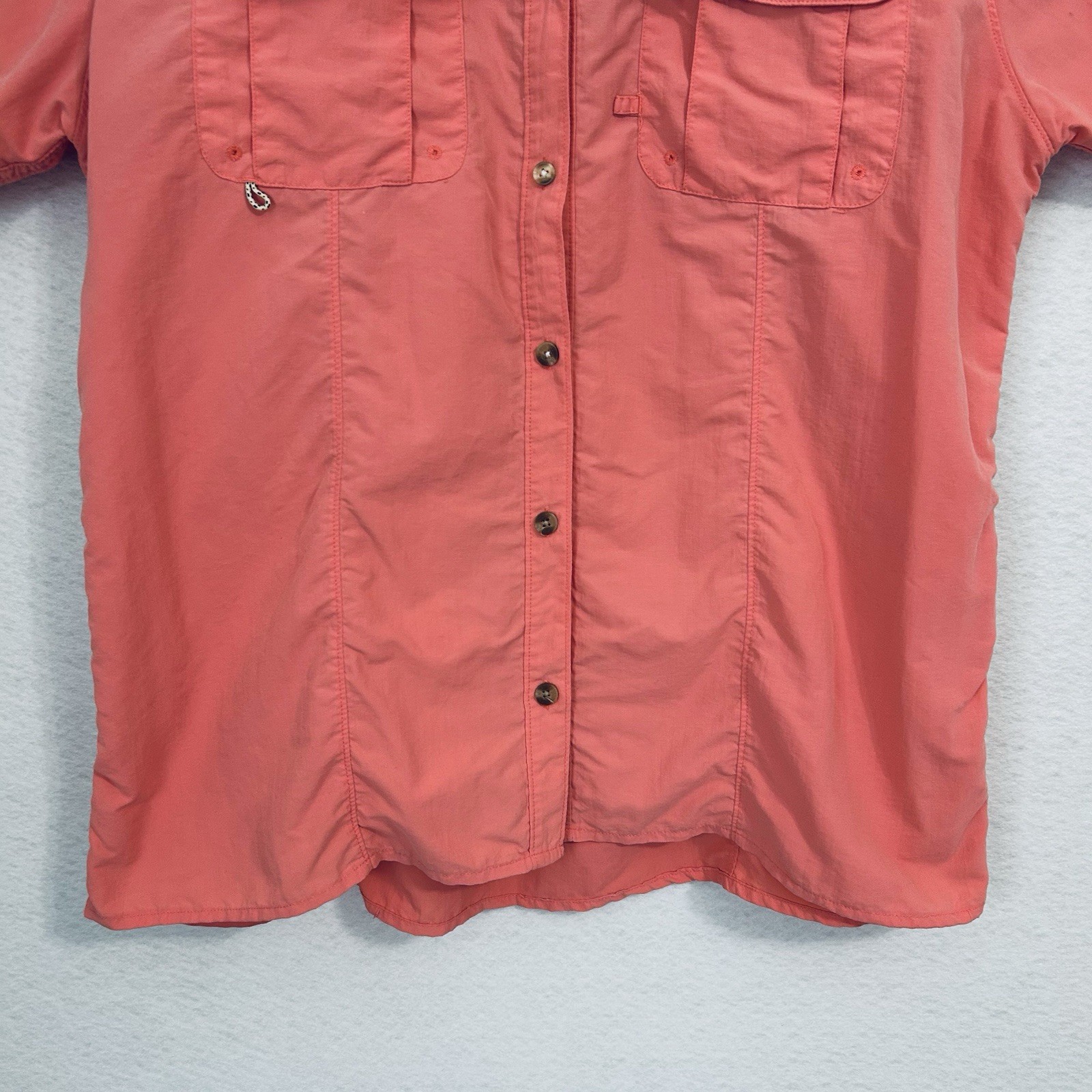Magellan Fish Gear Shirt Women XL Coral Button Up Pocket Utility Sport Outdoor