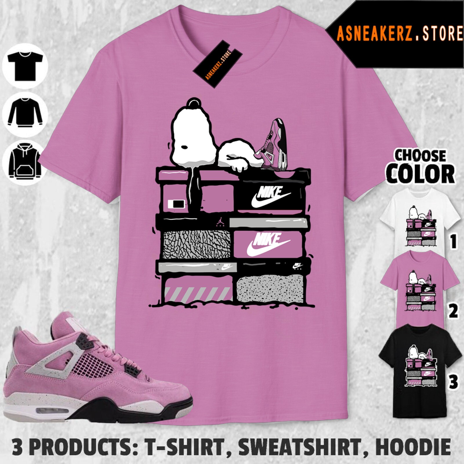 Shirt To Match AJ 4 Orchid Sneaker Matching Tee Sneakerhead S Dog